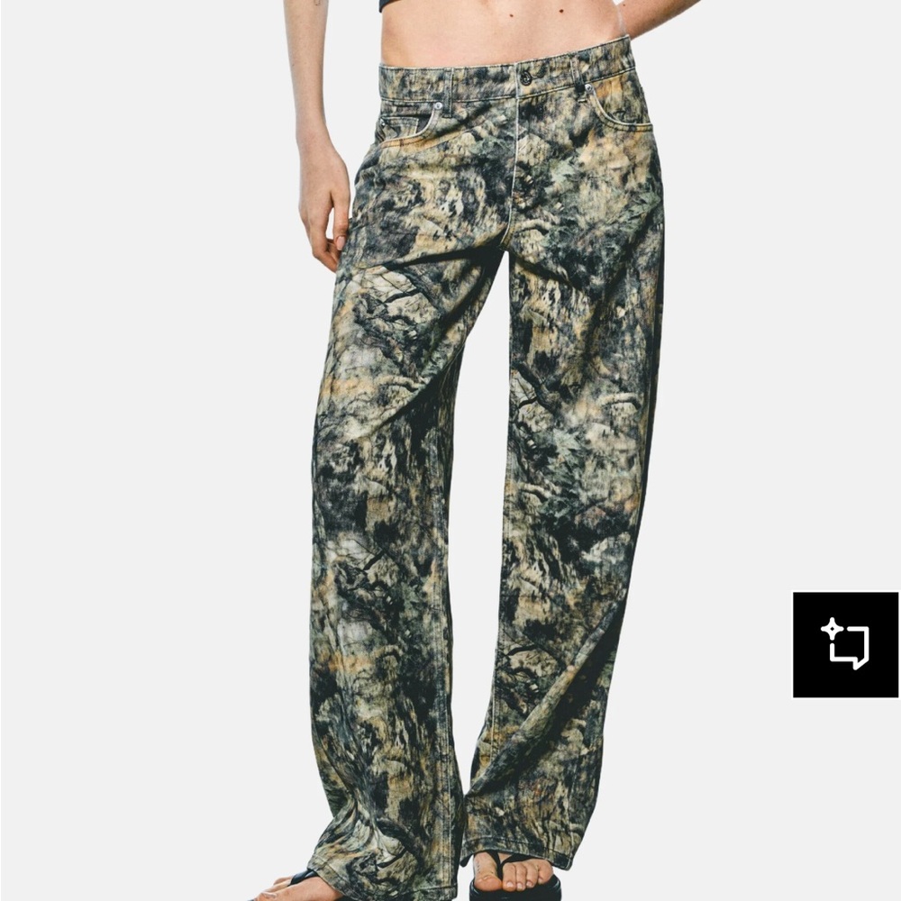 Bershka Earthy Tone Patterned Pants